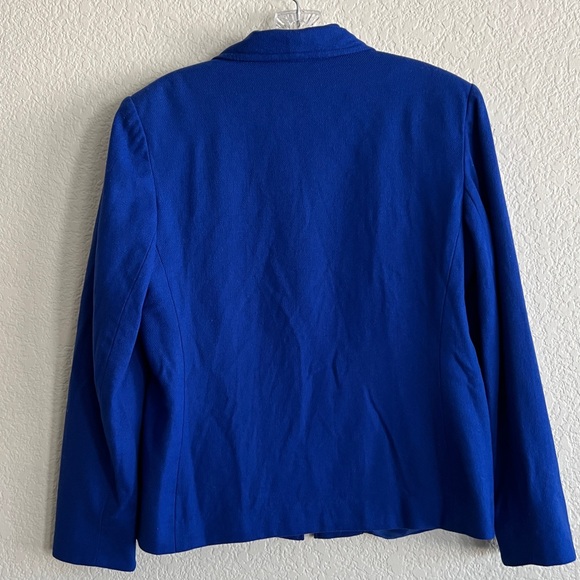 Dressbarn Wool Vintage Blazer Blue Zip Up Lined Career Long Sleeve Chic Size 6 - Picture 2 of 12